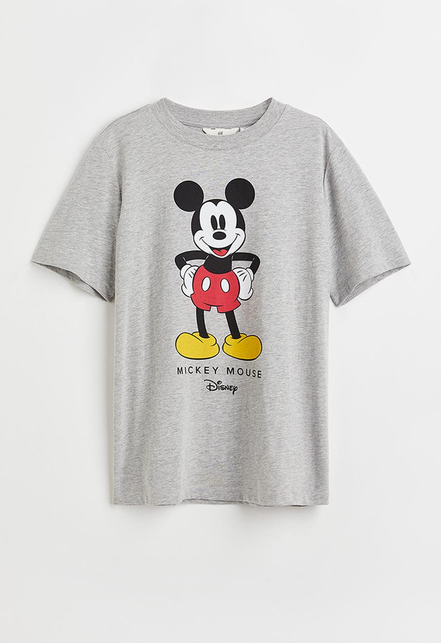 H&M - T-shirt with a motif - grey/mickey mouse