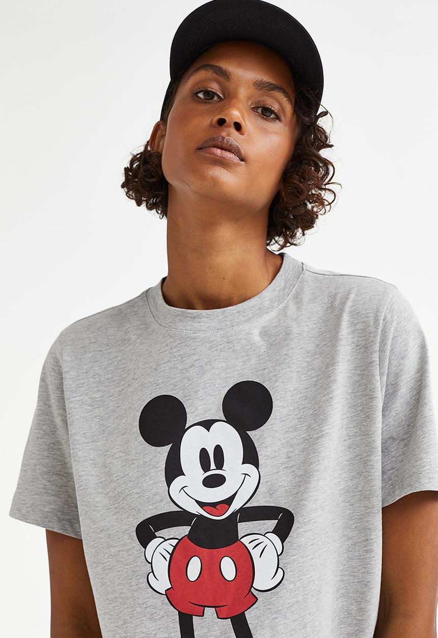 H&M - T-shirt with a motif - grey/mickey mouse