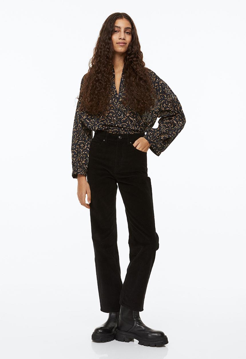 H&M - Slim corduroy trousers - black