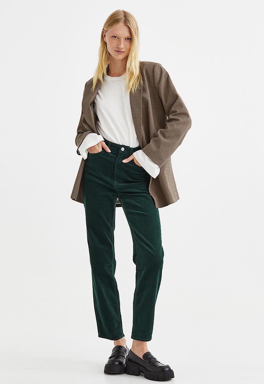 H&M - Slim corduroy trousers - dark green