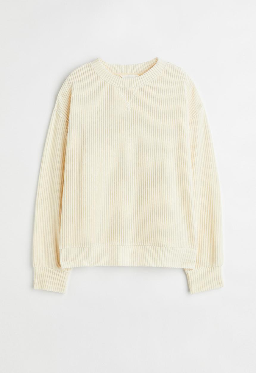 H&M - Ribbed velour top - cream