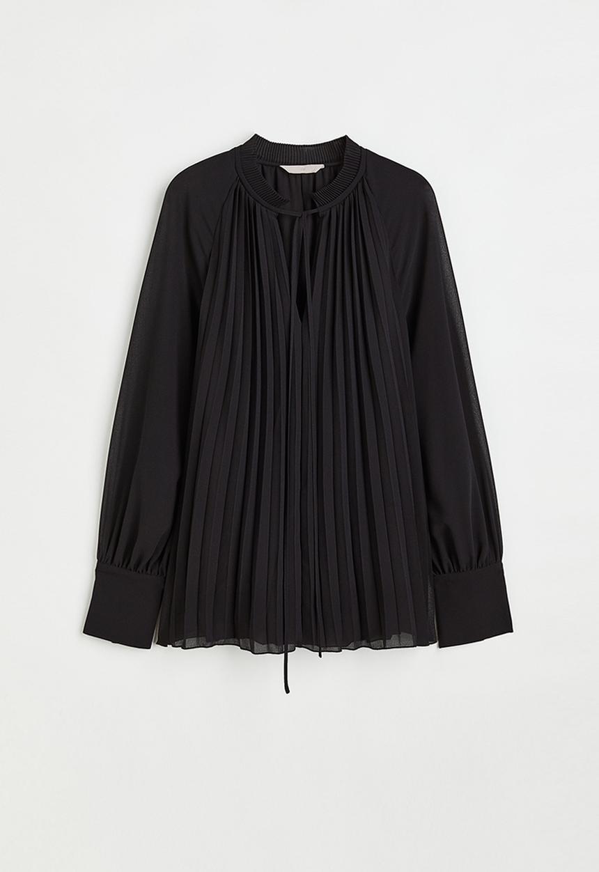 H&M - Pleated chiffon blouse - black
