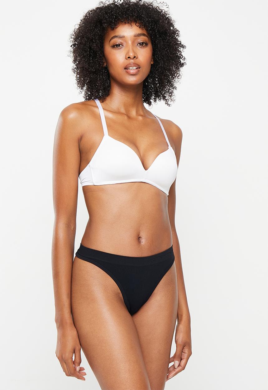 Cotton On - Seamless high cut thong brief 3-pack - black