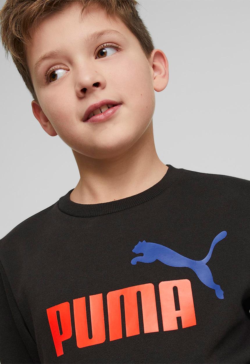 PUMA - Ess+ 2 col big logo crew  fl b - puma black-warm earth