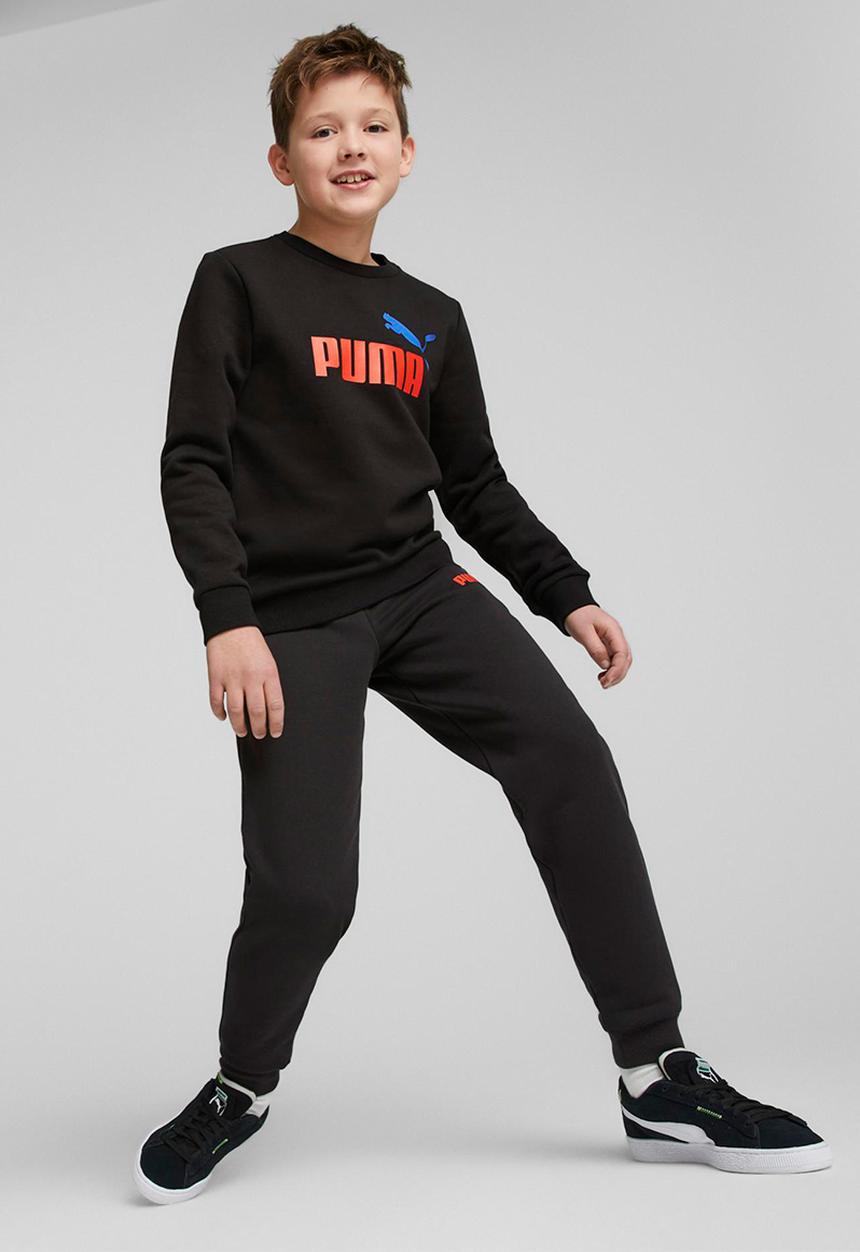 PUMA - Ess+ 2 col big logo crew  fl b - puma black-warm earth