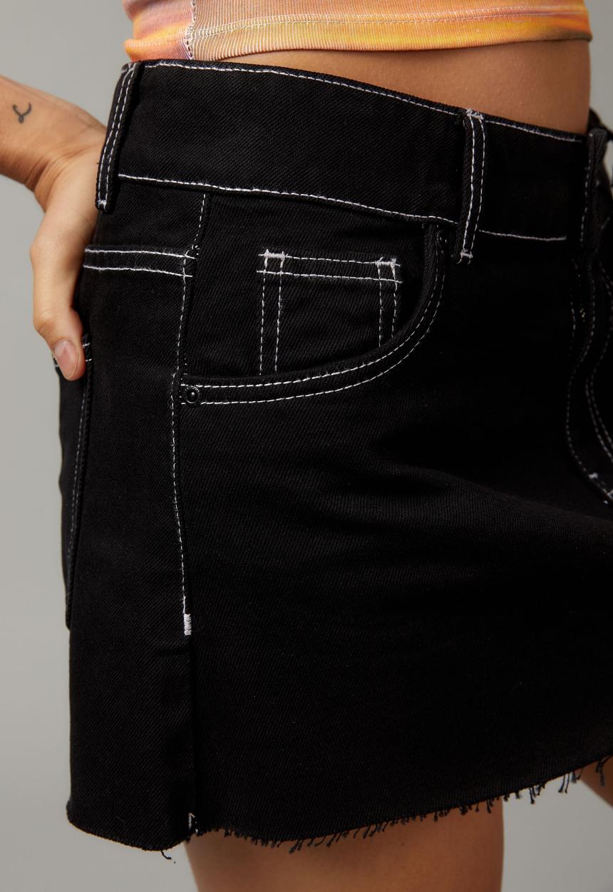 Factorie - Denim micro mini skirt - black/white