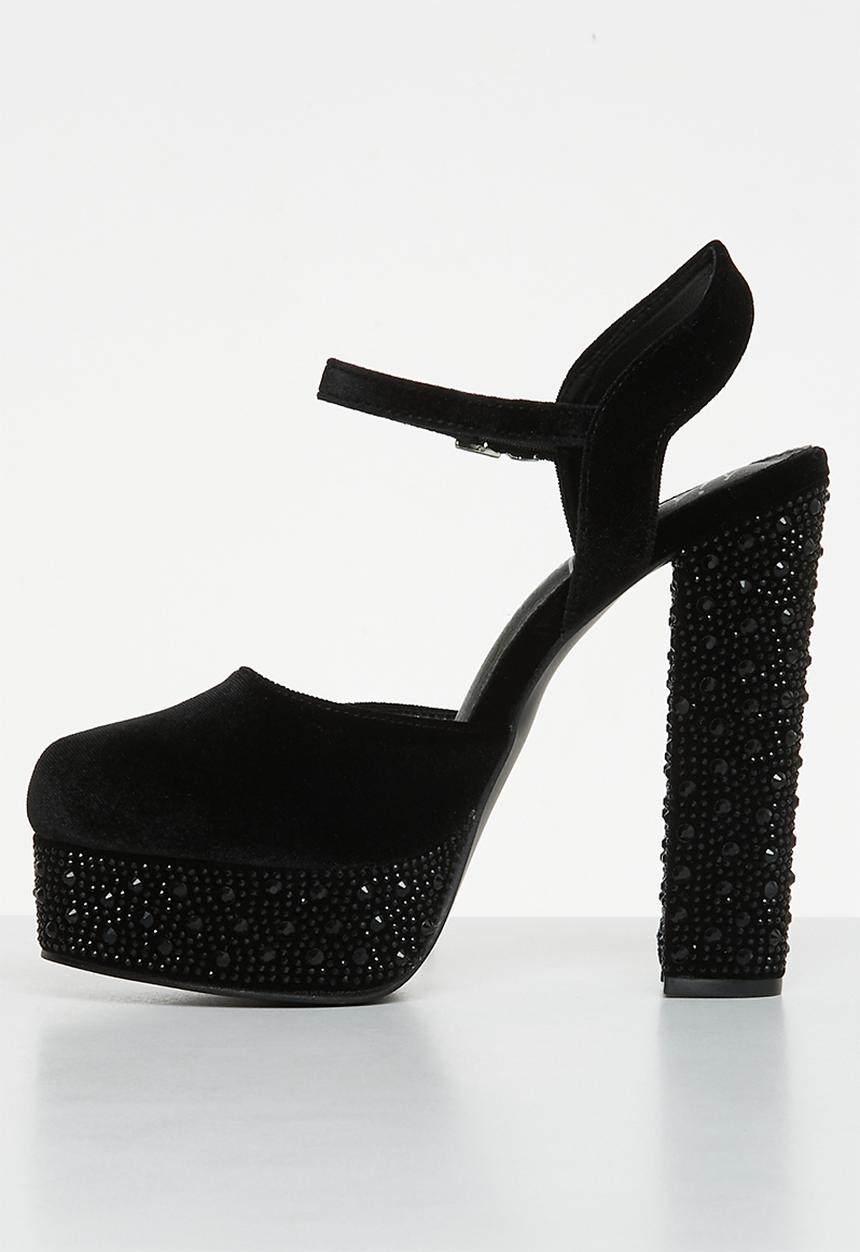 SISSY BOY - Love so high embellished platform heel - black