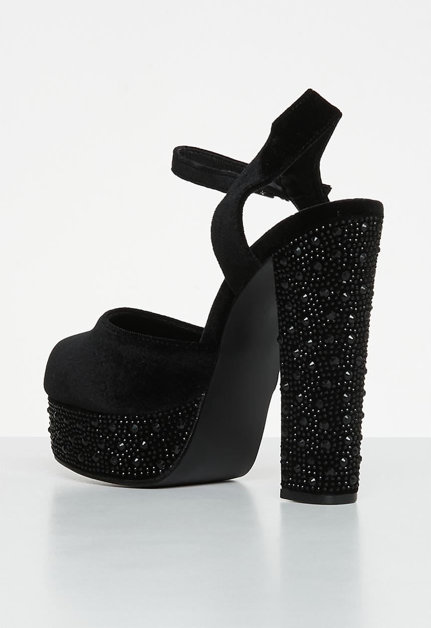 SISSY BOY - Love so high embellished platform heel - black