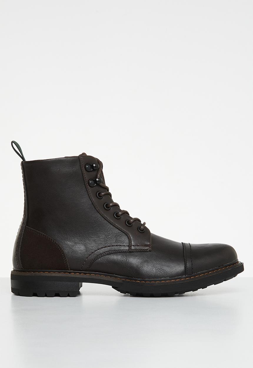 Steve Madden - Elija eco leather/suede lace-up boot - brown