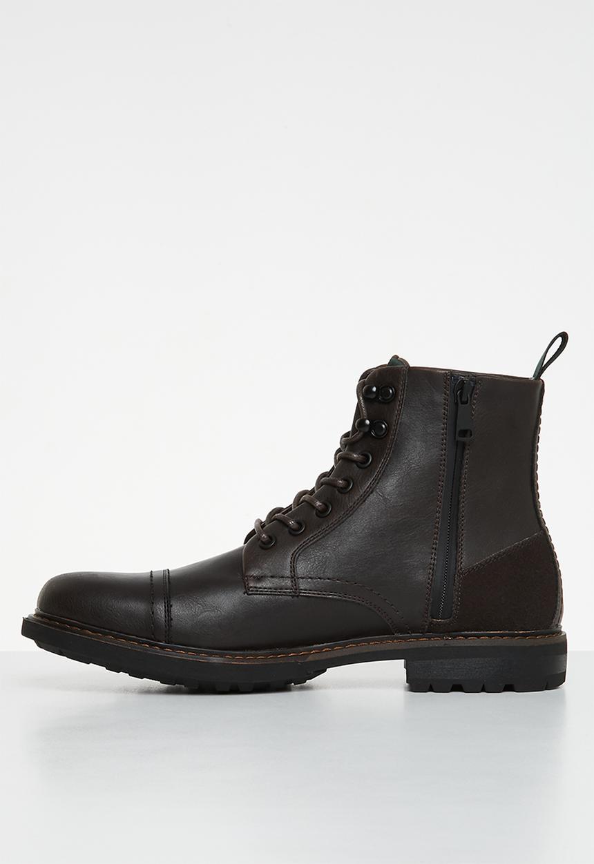 Steve Madden - Elija eco leather/suede lace-up boot - brown
