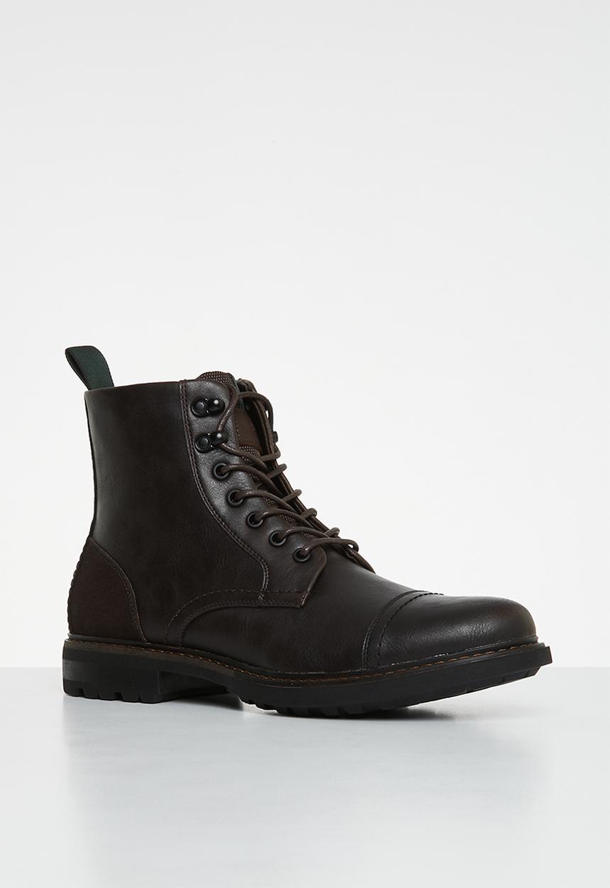 Steve Madden - Elija eco leather/suede lace-up boot - brown
