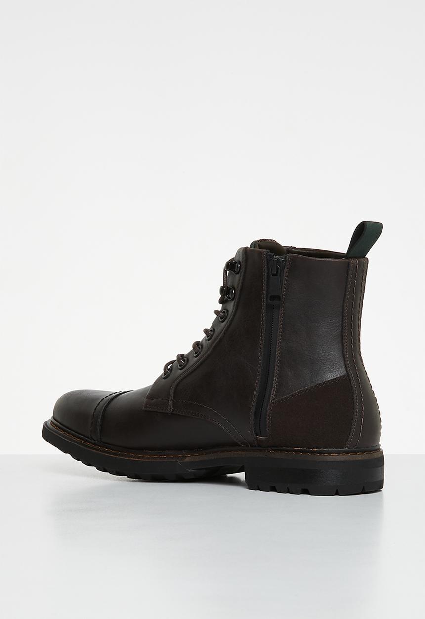 Steve Madden - Elija eco leather/suede lace-up boot - brown