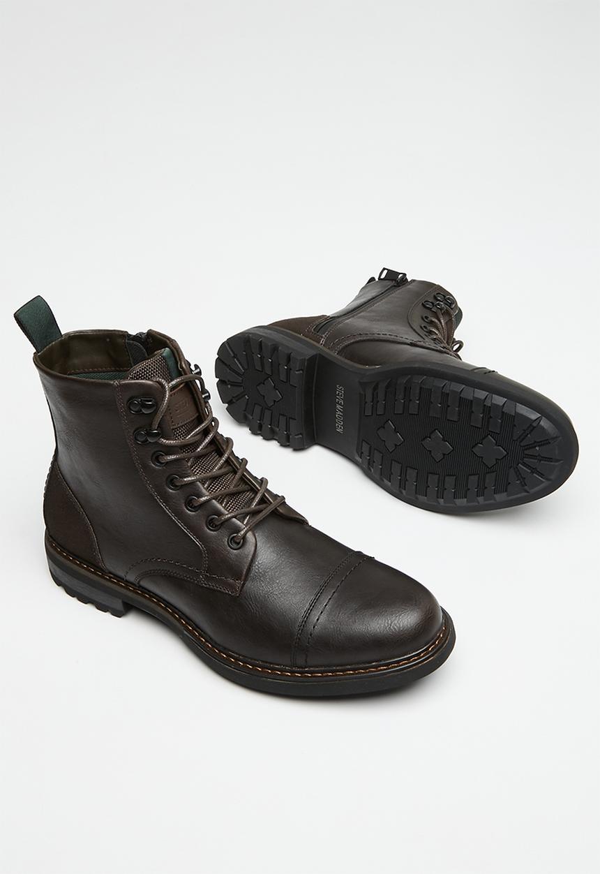 Steve Madden - Elija eco leather/suede lace-up boot - brown