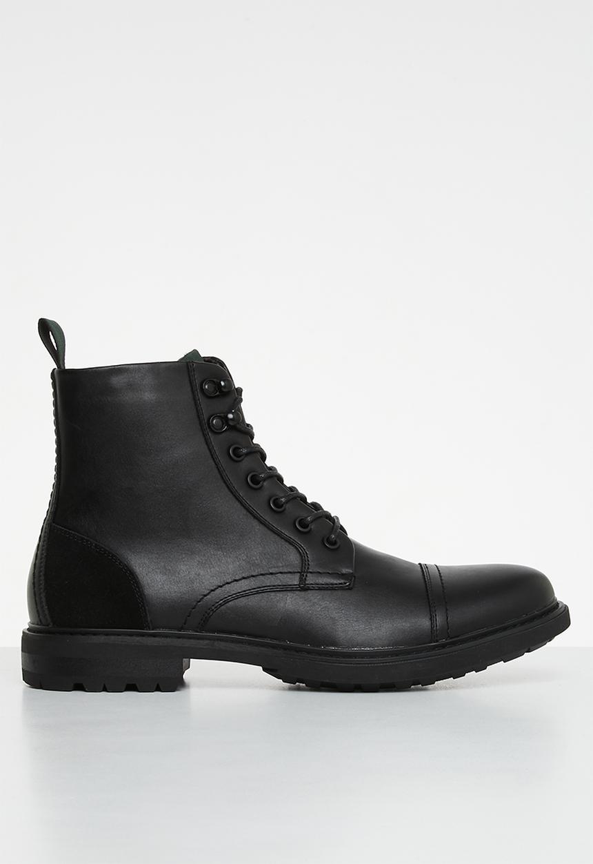 Steve Madden - Elija eco leather/suede lace-up boot - black