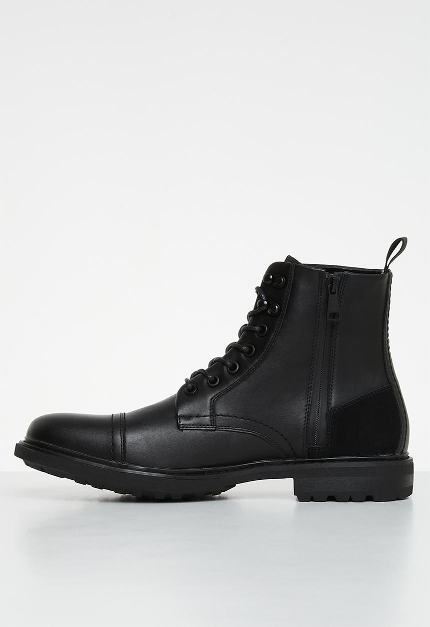 Steve Madden - Elija eco leather/suede lace-up boot - black