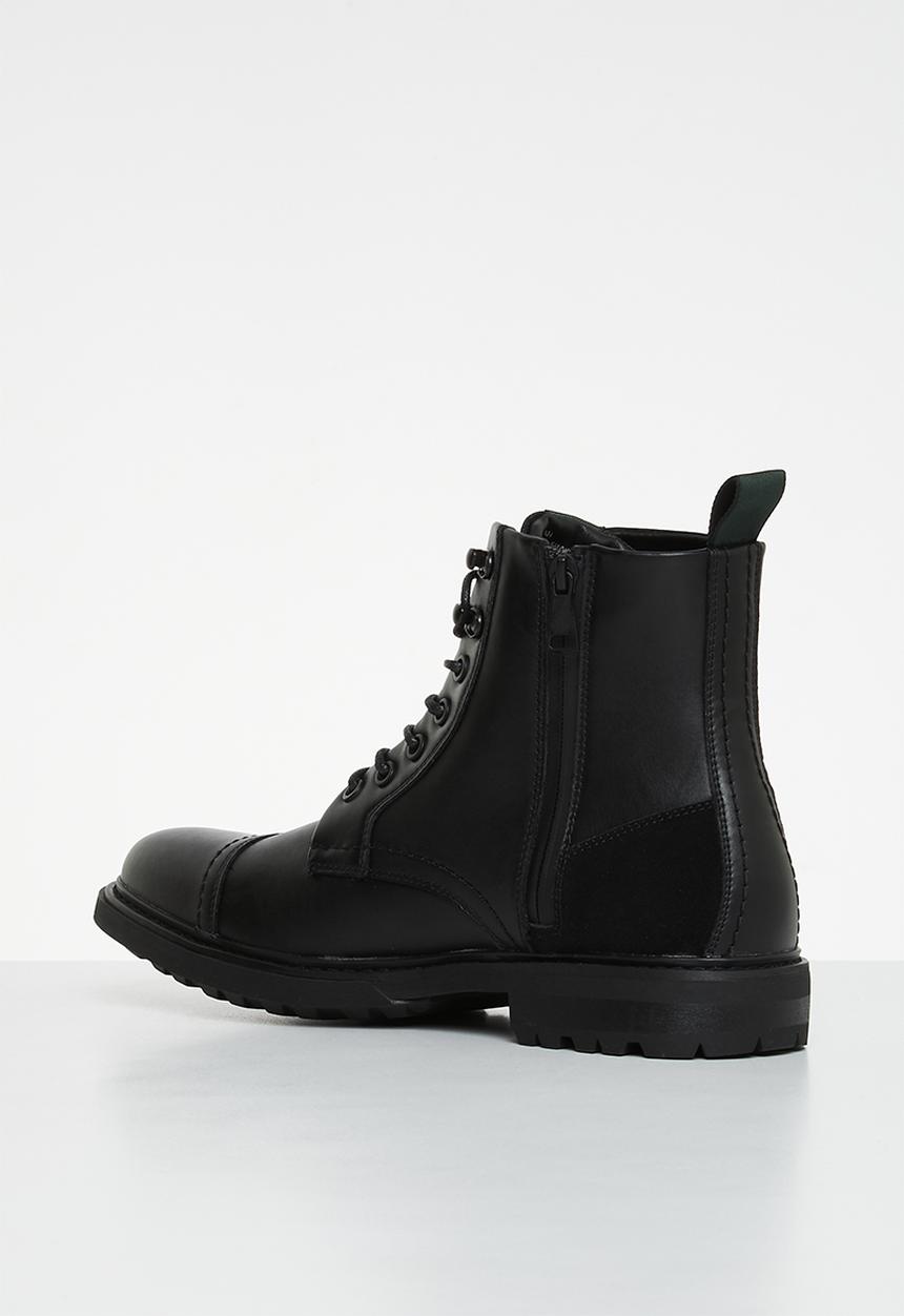 Steve Madden - Elija eco leather/suede lace-up boot - black