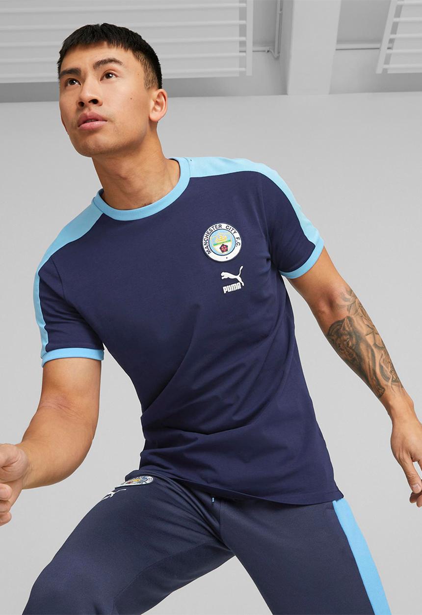 PUMA - Manchester City F.C. ftblHeritage T7 tee - puma navy-team light blue