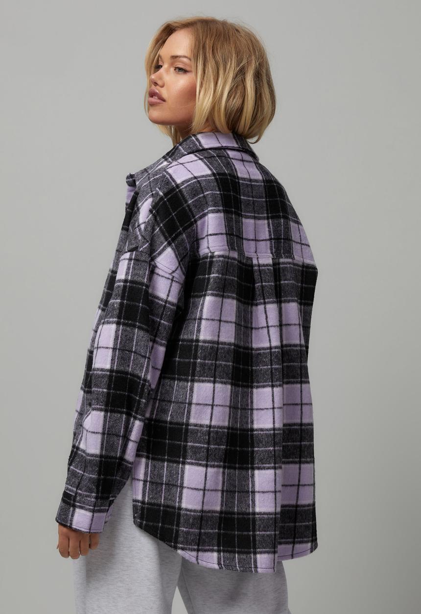 Factorie - Oversize long sleeve check shirt - lavender check