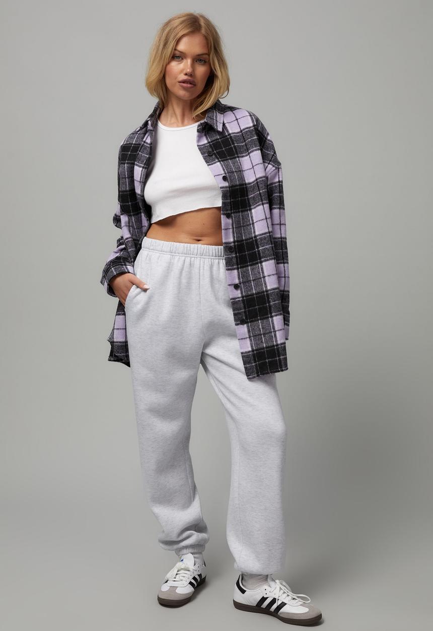 Factorie - Oversize long sleeve check shirt - lavender check