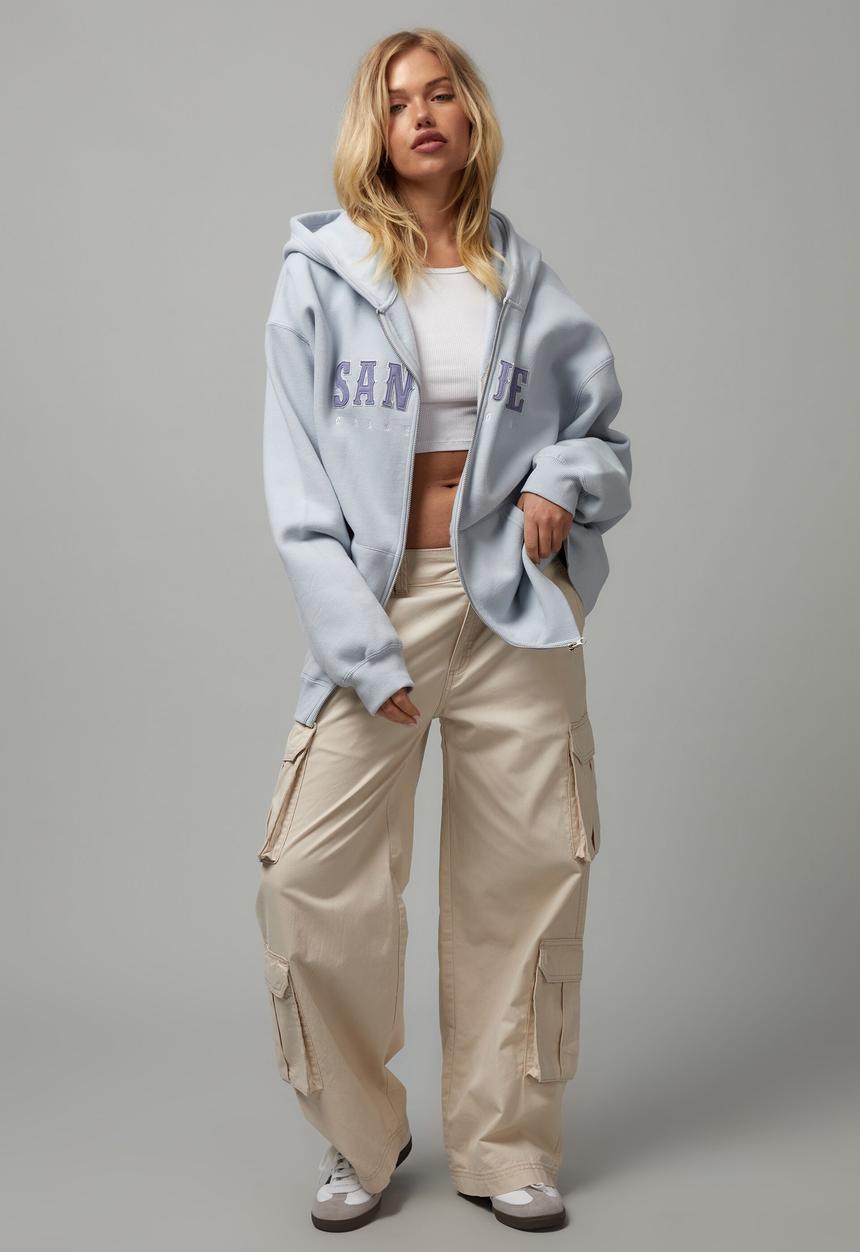 Factorie - Oversized zip through hoodie - artic ice/san Jose