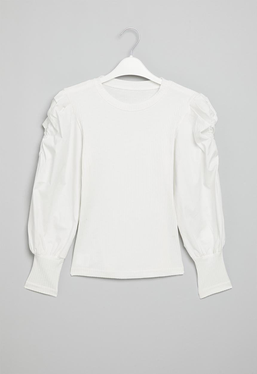 Pop Candy - Girls puff sleeve top - white