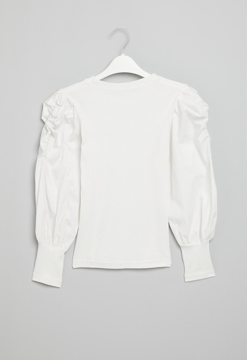 Pop Candy - Girls puff sleeve top - white