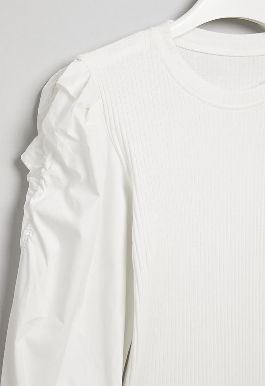 Pop Candy - Girls puff sleeve top - white