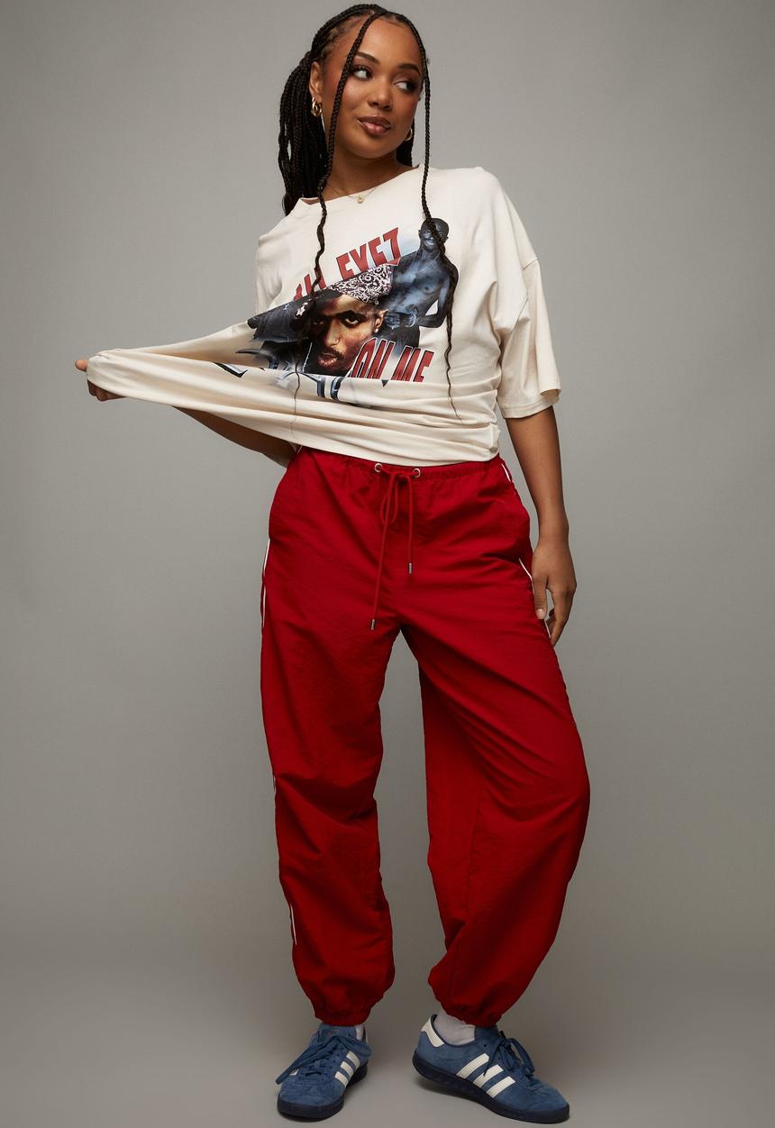 Factorie - Relaxed lightweight track pant - red/white