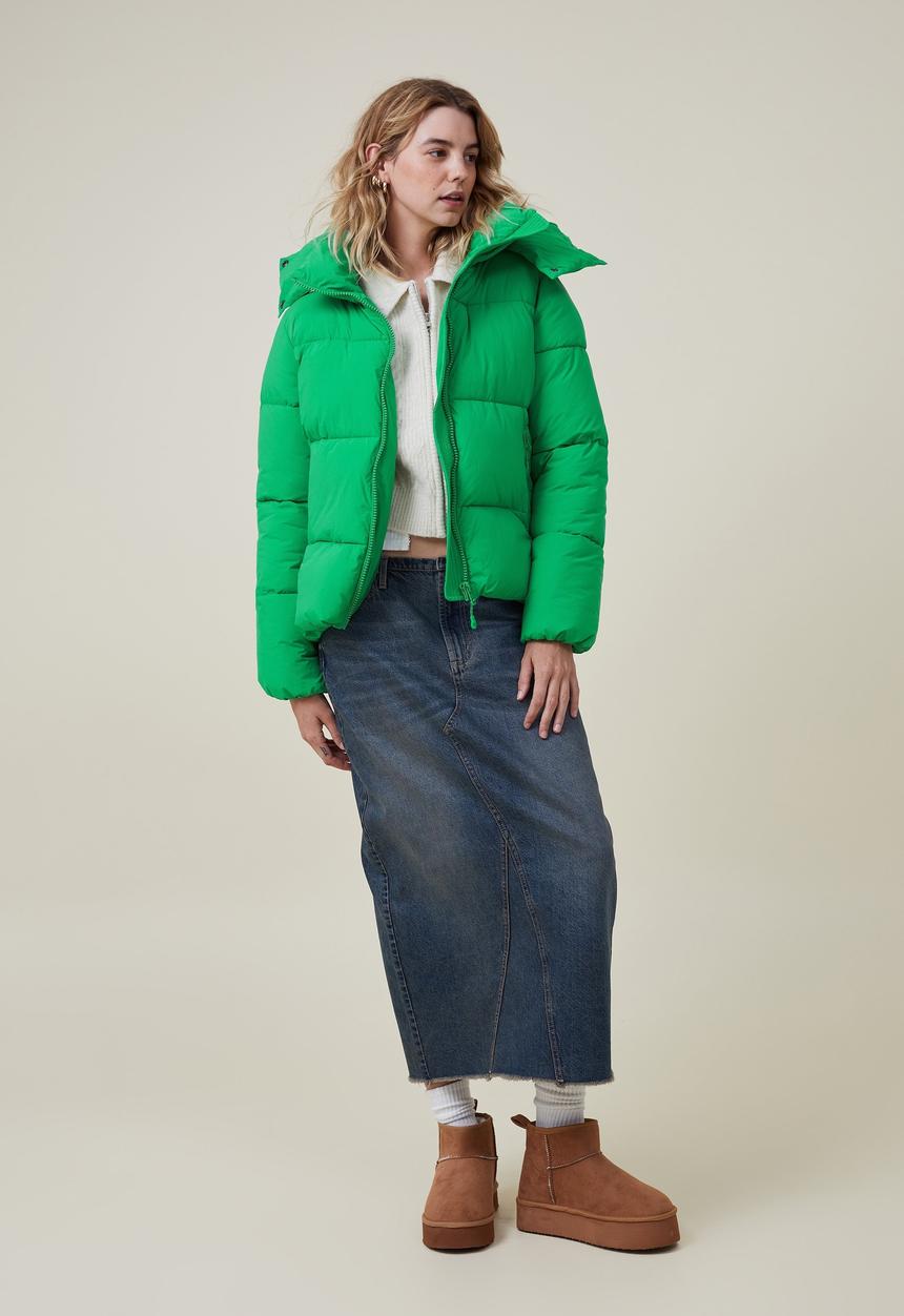Cotton On - The recycled mother puffer jacket 3.0 - green chilli 