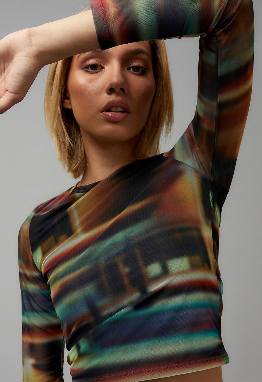 Factorie - Sheer long sleeve top - motel/multi