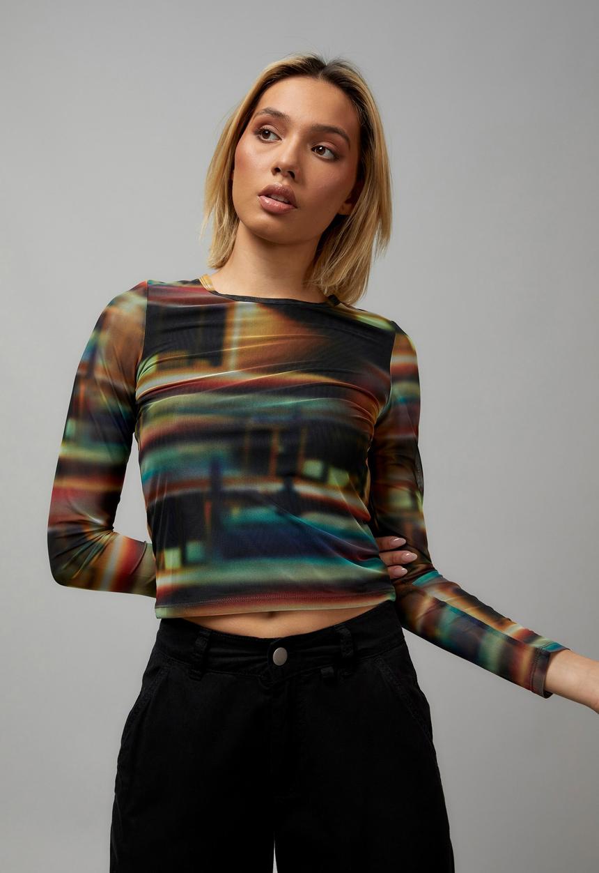 Factorie - Sheer long sleeve top - motel/multi