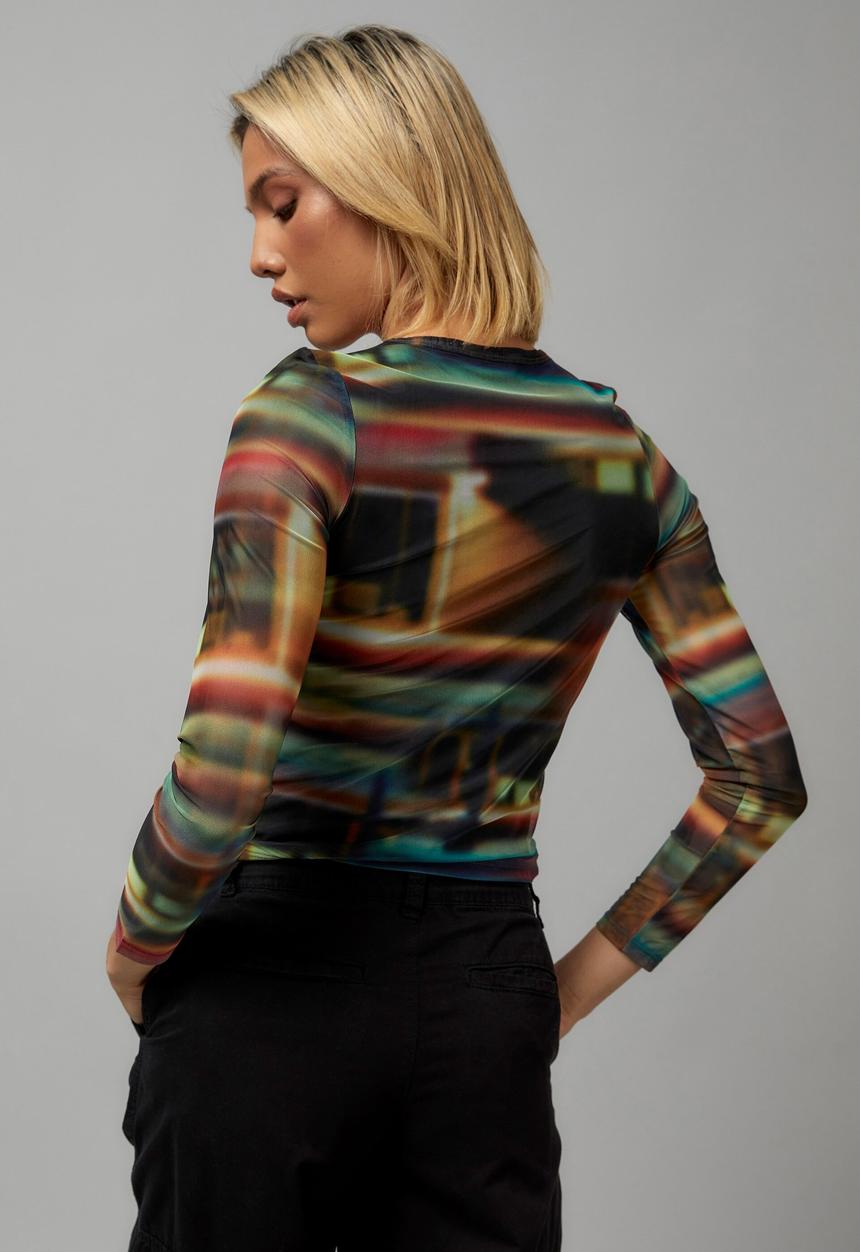 Factorie - Sheer long sleeve top - motel/multi