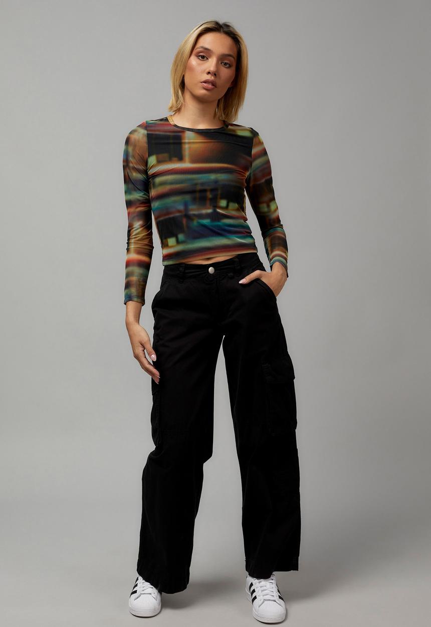 Factorie - Sheer long sleeve top - motel/multi