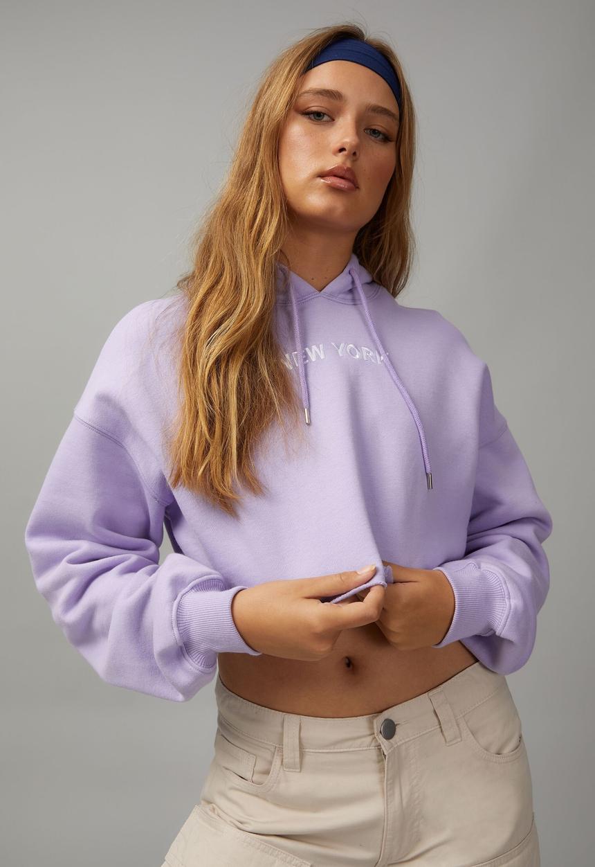 Factorie - Slouchy crop hoodie - lavender/ny