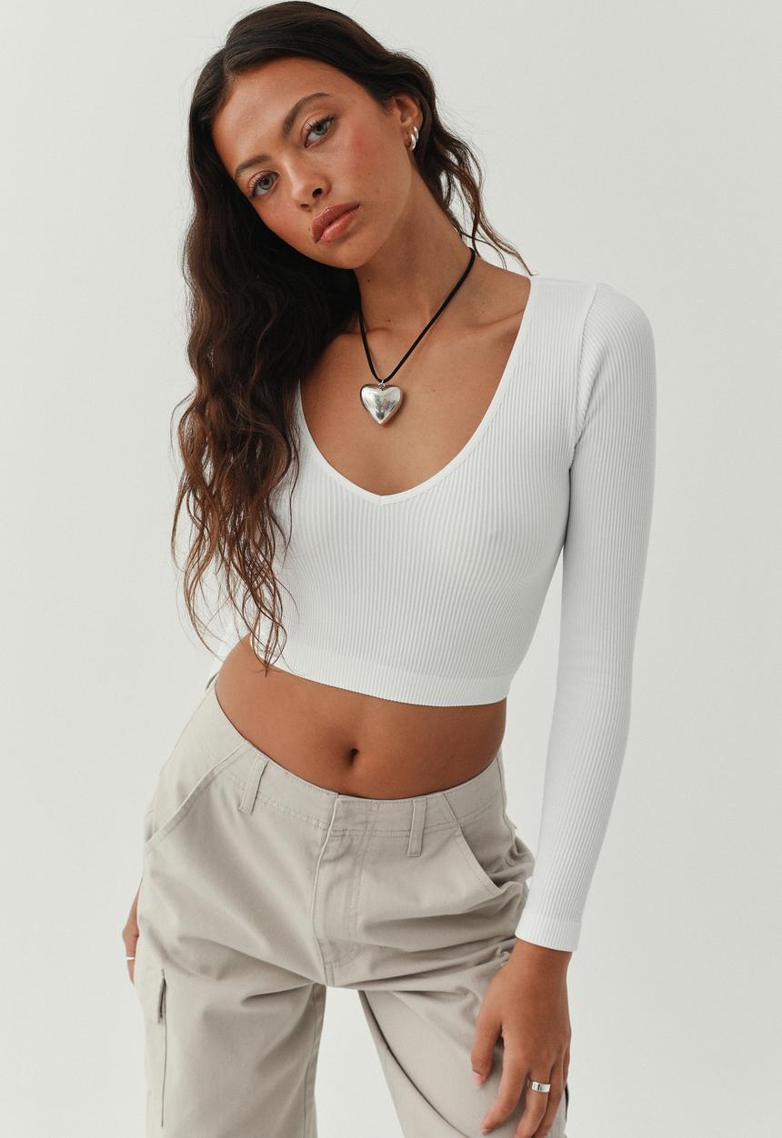 Supré  - Maggie seamless long sleeve top - white