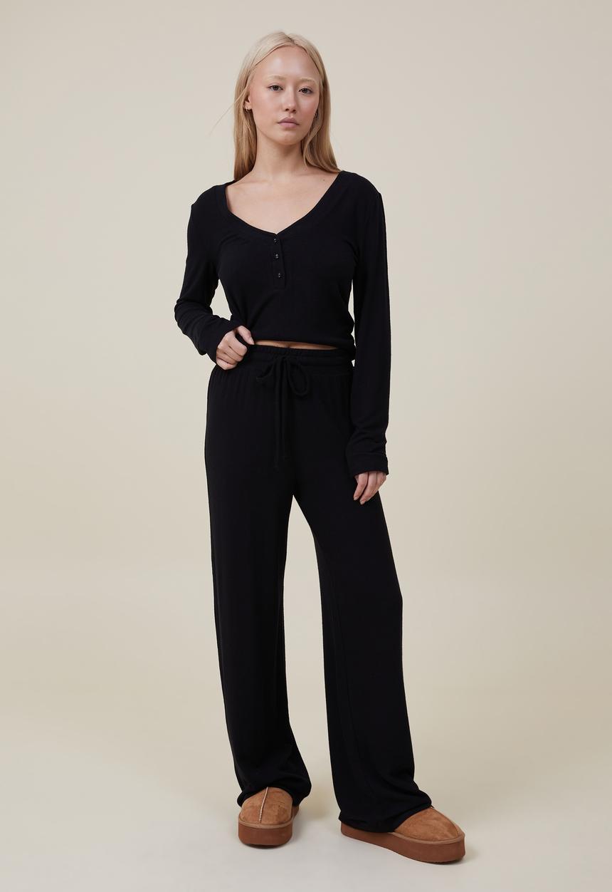 Cotton On - Super soft wide leg pant - black