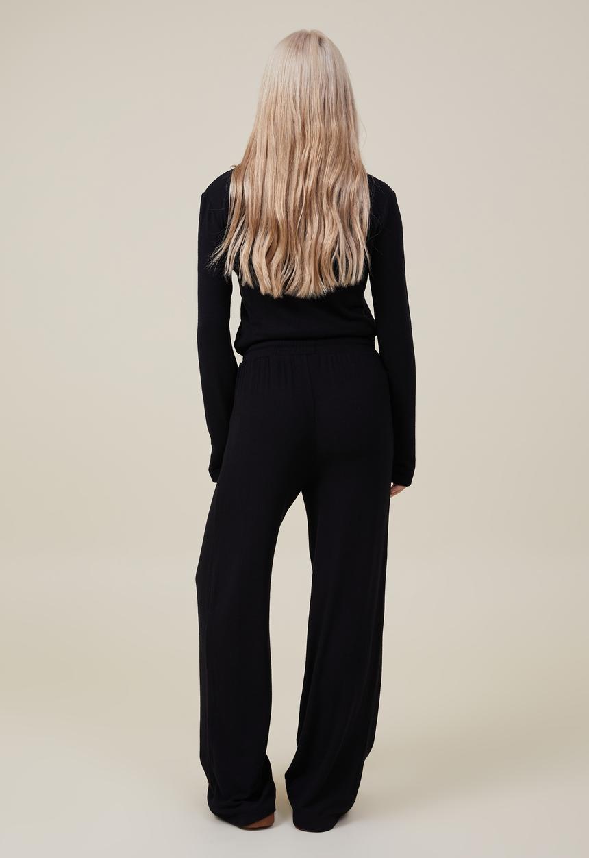 Cotton On - Super soft wide leg pant - black