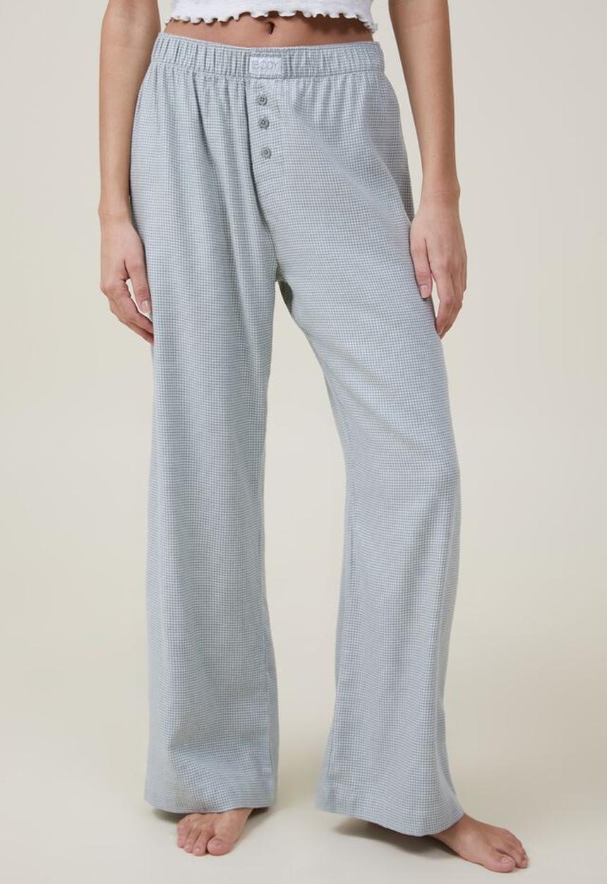 Cotton On - Flannel boyfriend boxer pant - green jasper micro houndstooth 