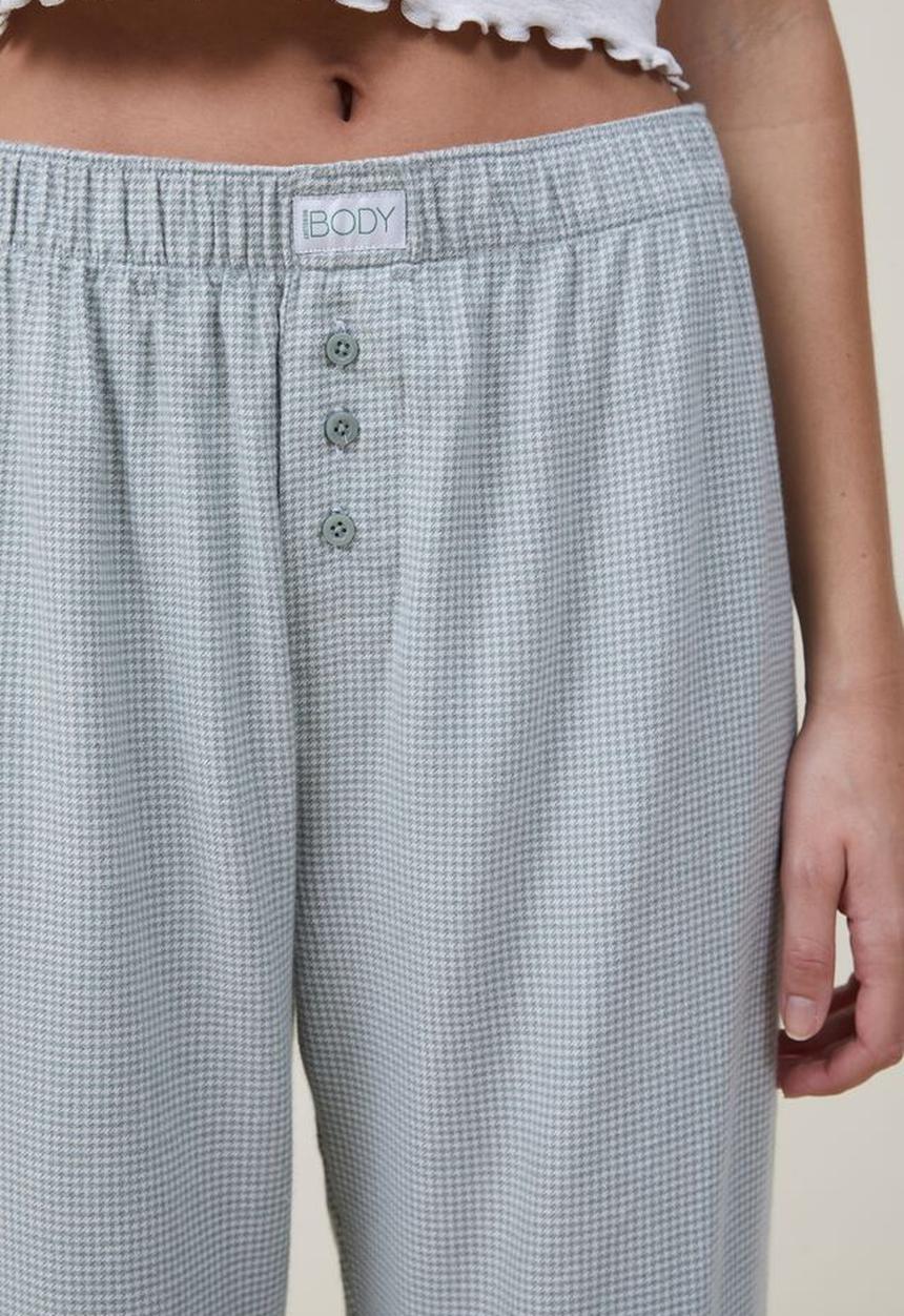 Cotton On - Flannel boyfriend boxer pant - green jasper micro houndstooth 