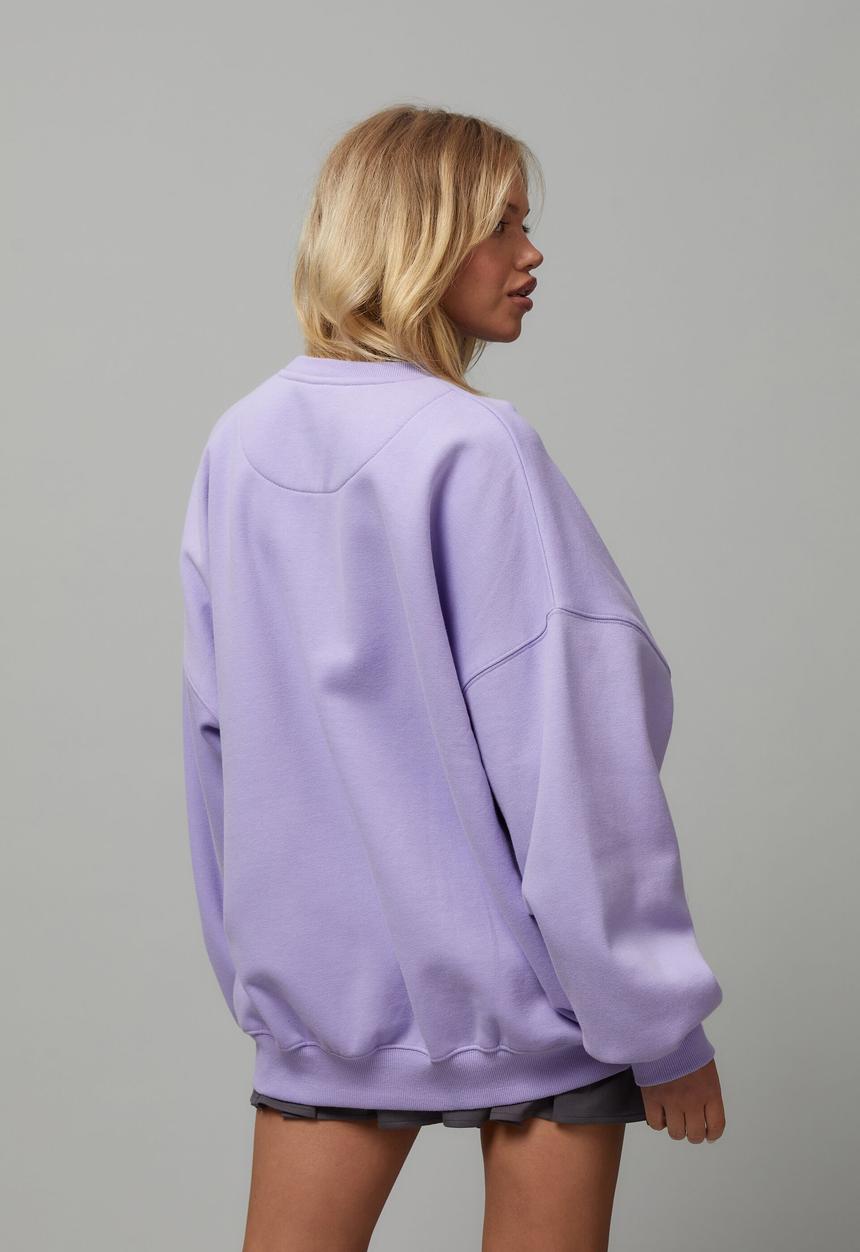 Factorie - Slouchy premium graphic crew - lavender/boston 1990