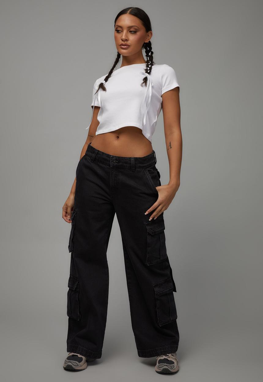 Factorie - Strappy cargo jean - washed black