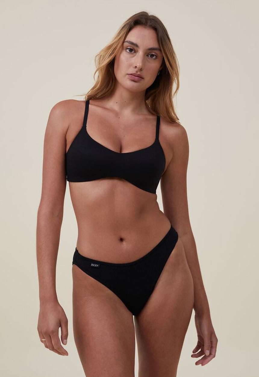 Cotton On - Organic cotton rib bikini brief - black 