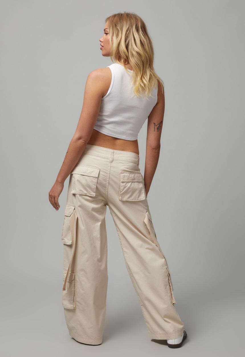 Factorie - Strappy cargo pant - light stone