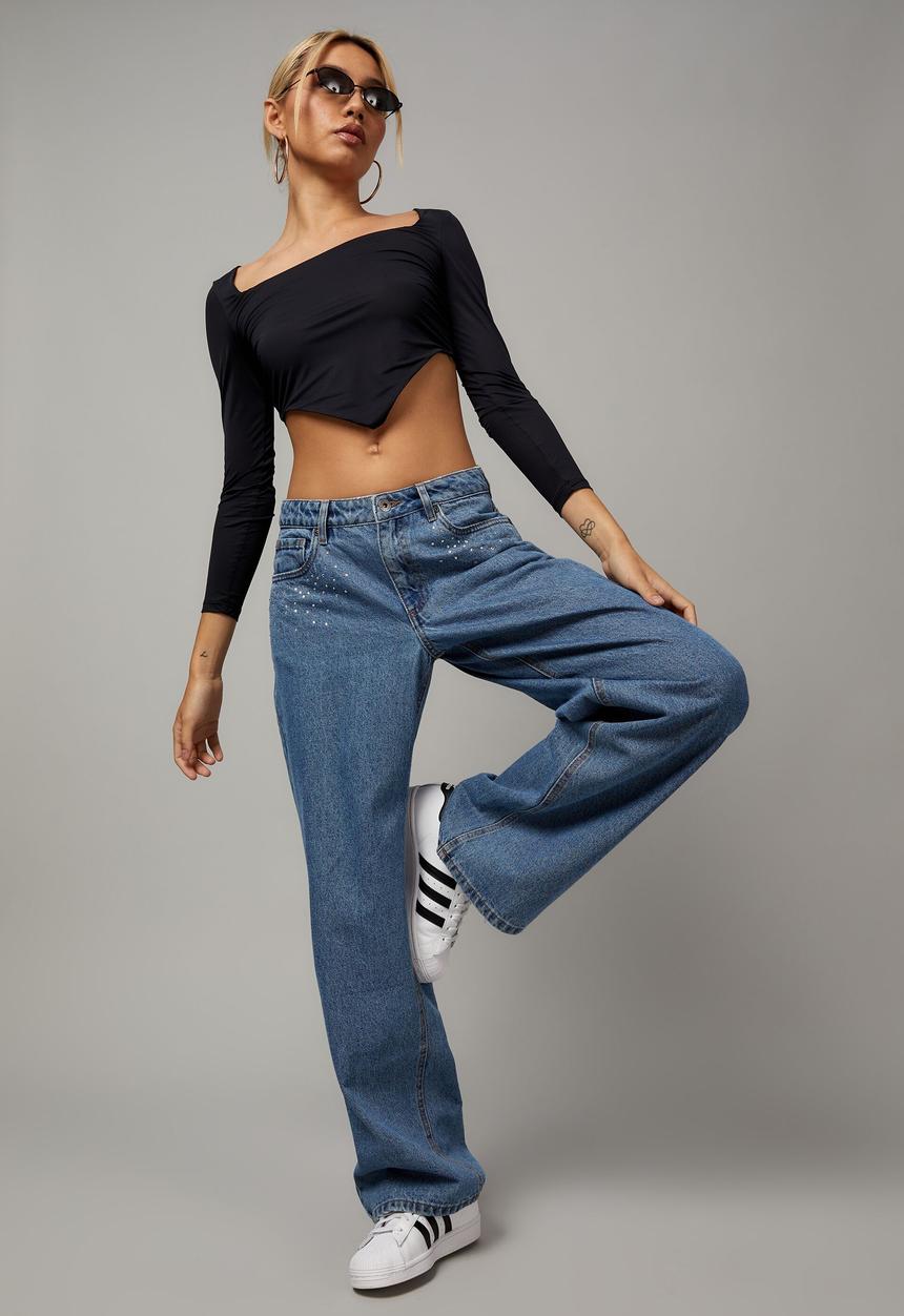 Factorie - Trophy low rise baggy jean - diamontes/lake blue