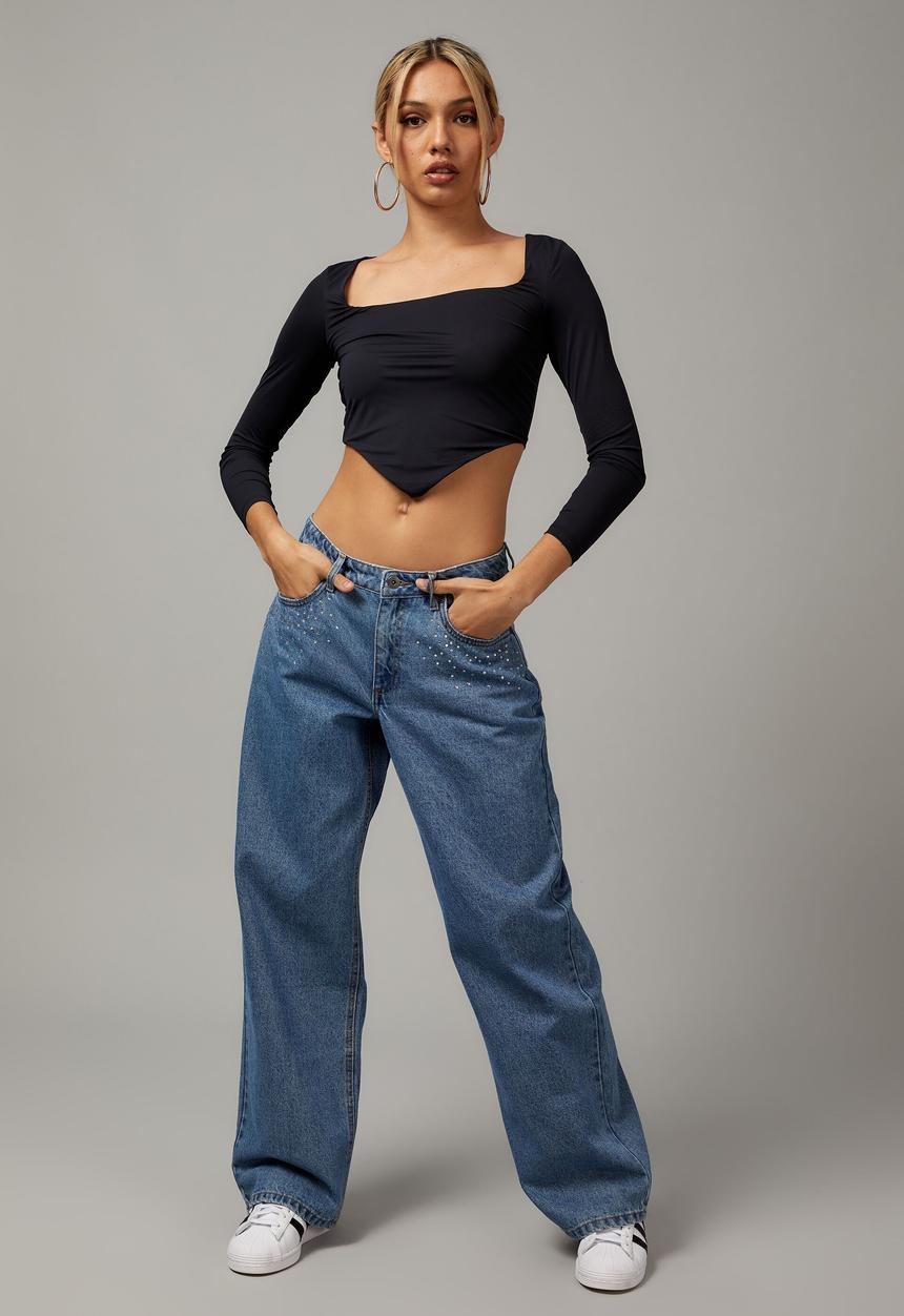 Factorie - Trophy low rise baggy jean - diamontes/lake blue