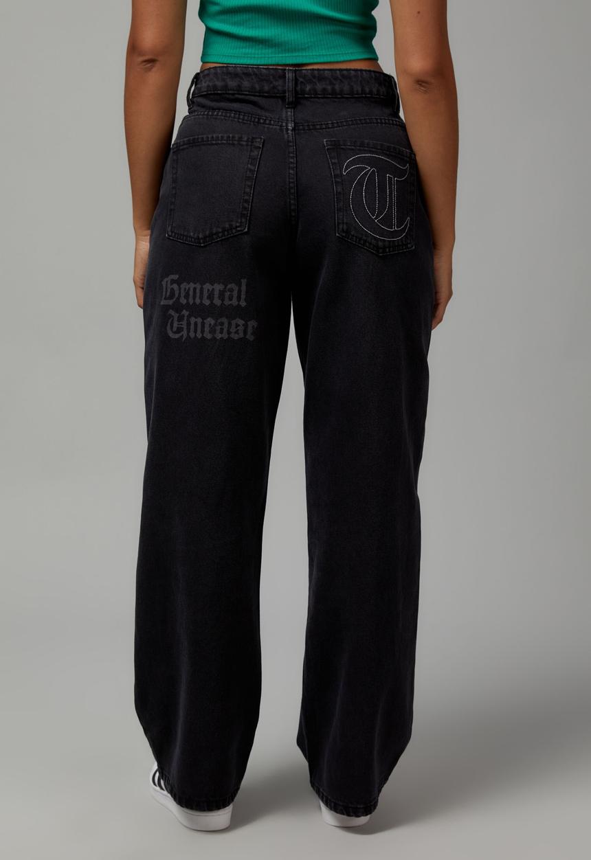 Factorie - Trophy low rise baggy jean - multi placement/washed black
