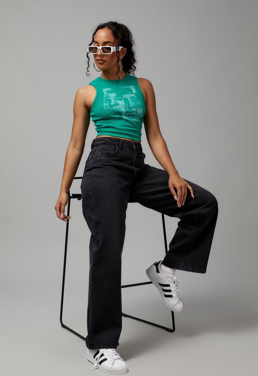 Factorie - Trophy low rise baggy jean - multi placement/washed black