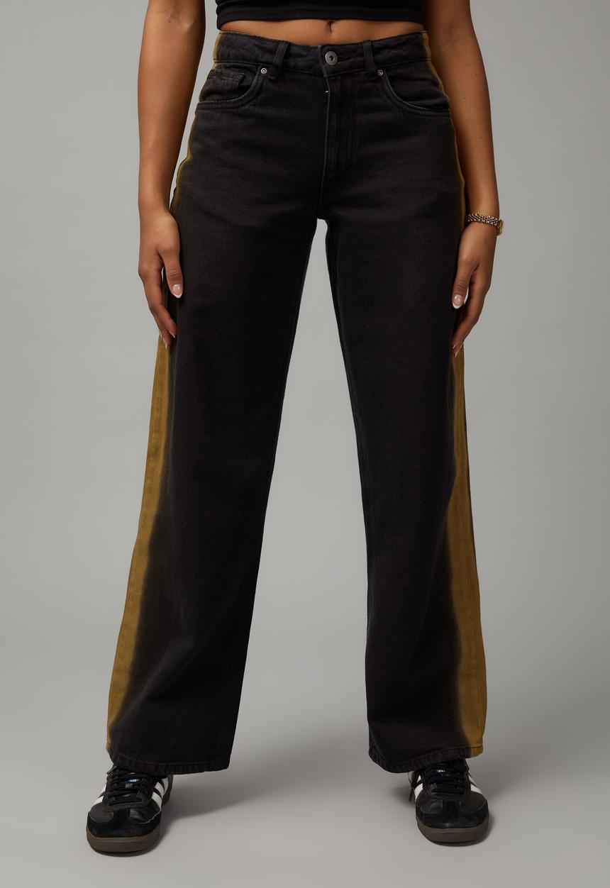 Factorie - Trophy low rise baggy jean - washed black/orange wash