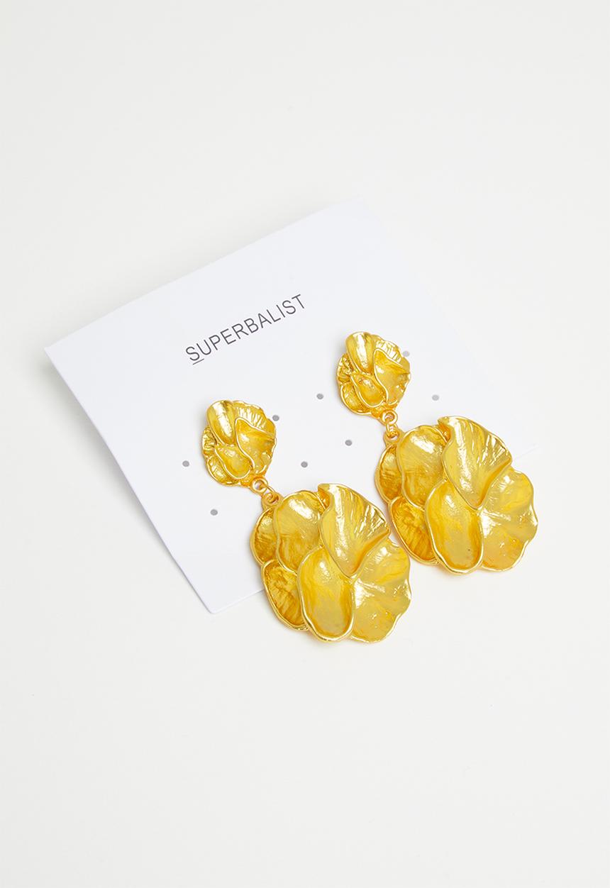 Superbalist - Zena flower statement earrings - gold