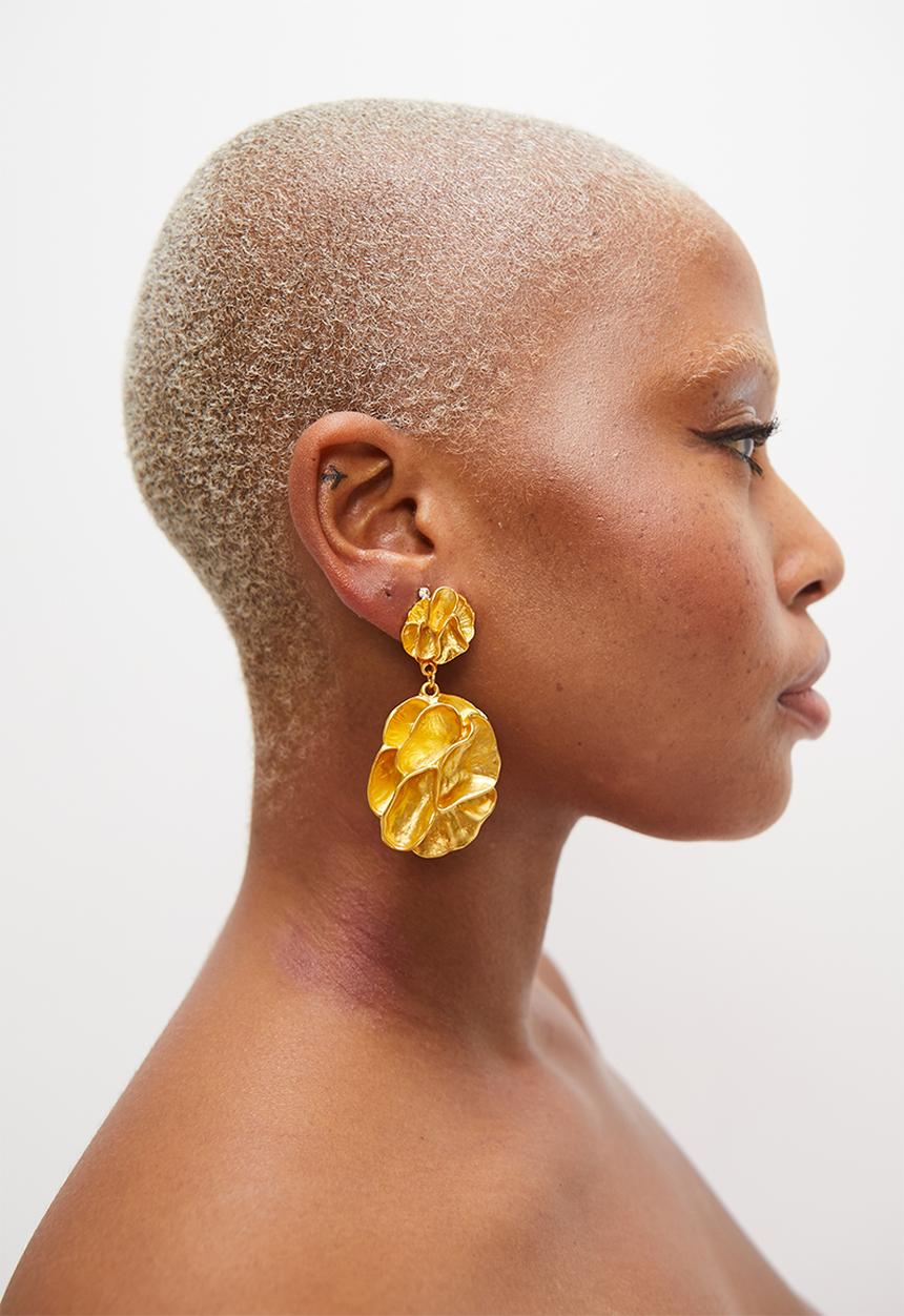 Superbalist - Zena flower statement earrings - gold